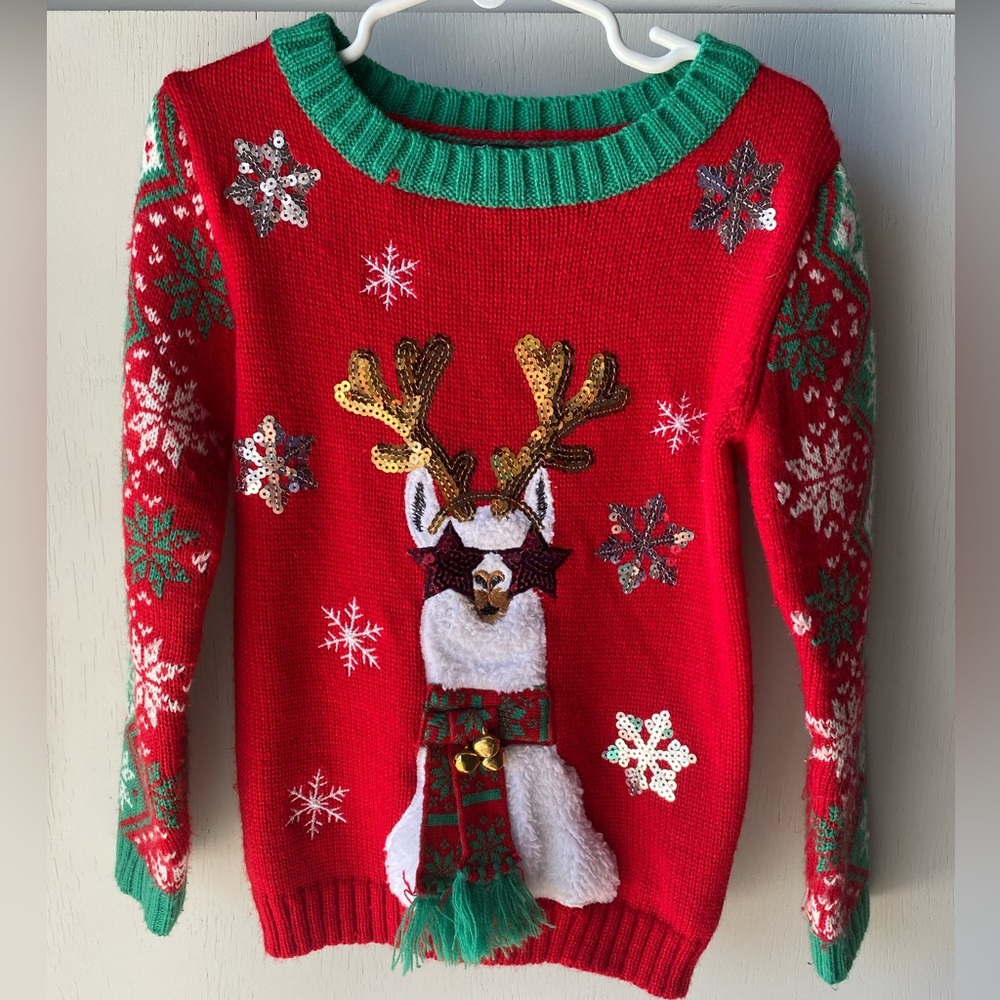 Target Kids Red Llama Christmas Sweater